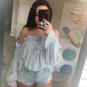 Light blue off the shoulder blouse from Forever 21